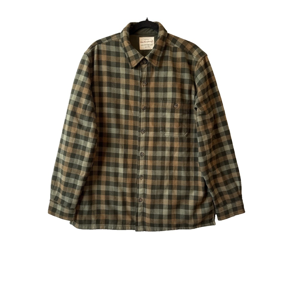 Weatherproof Vintage Green Flannel Fleece Plaid Button Down Shacket Jacket XL
